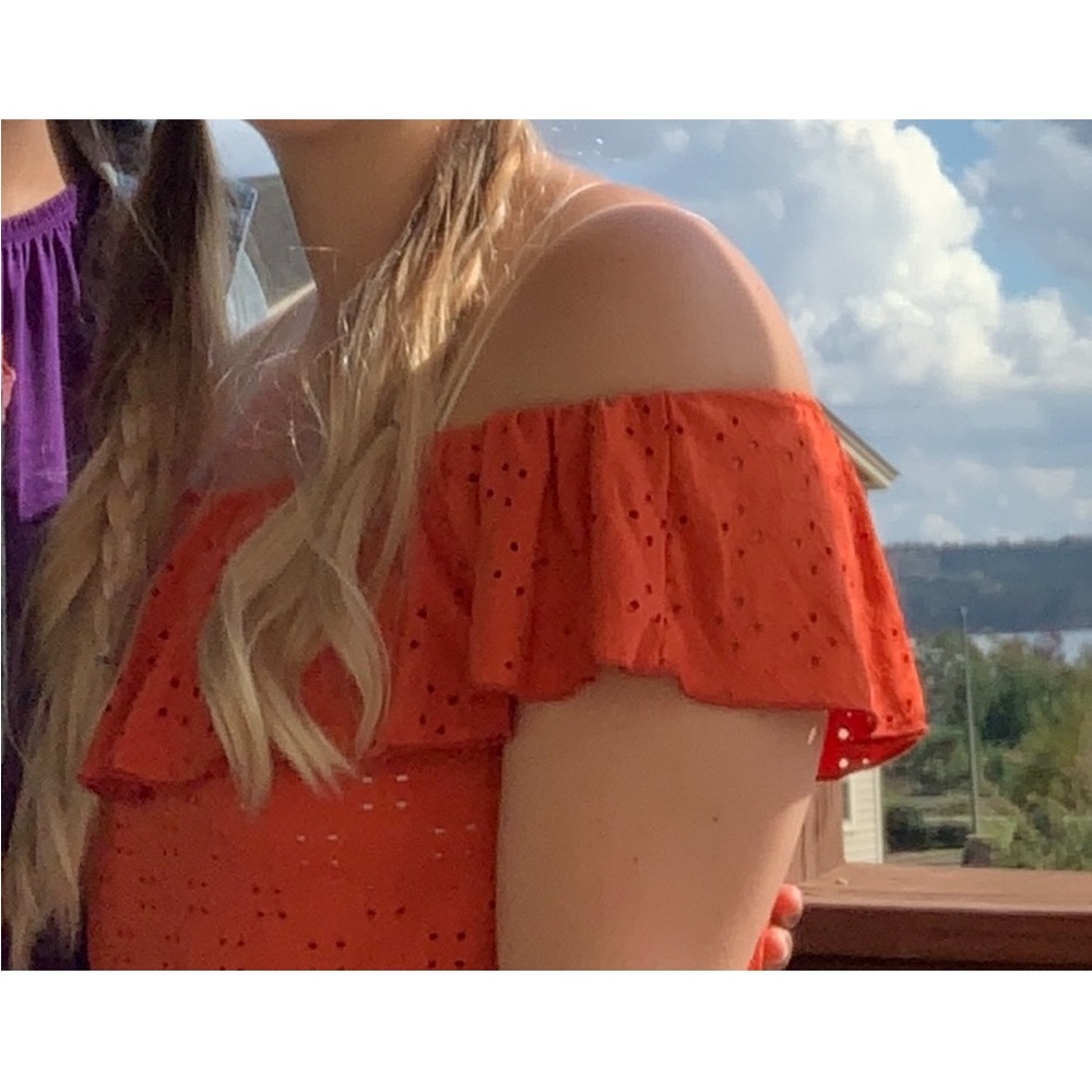 Orange off-shoulder crop top - size S